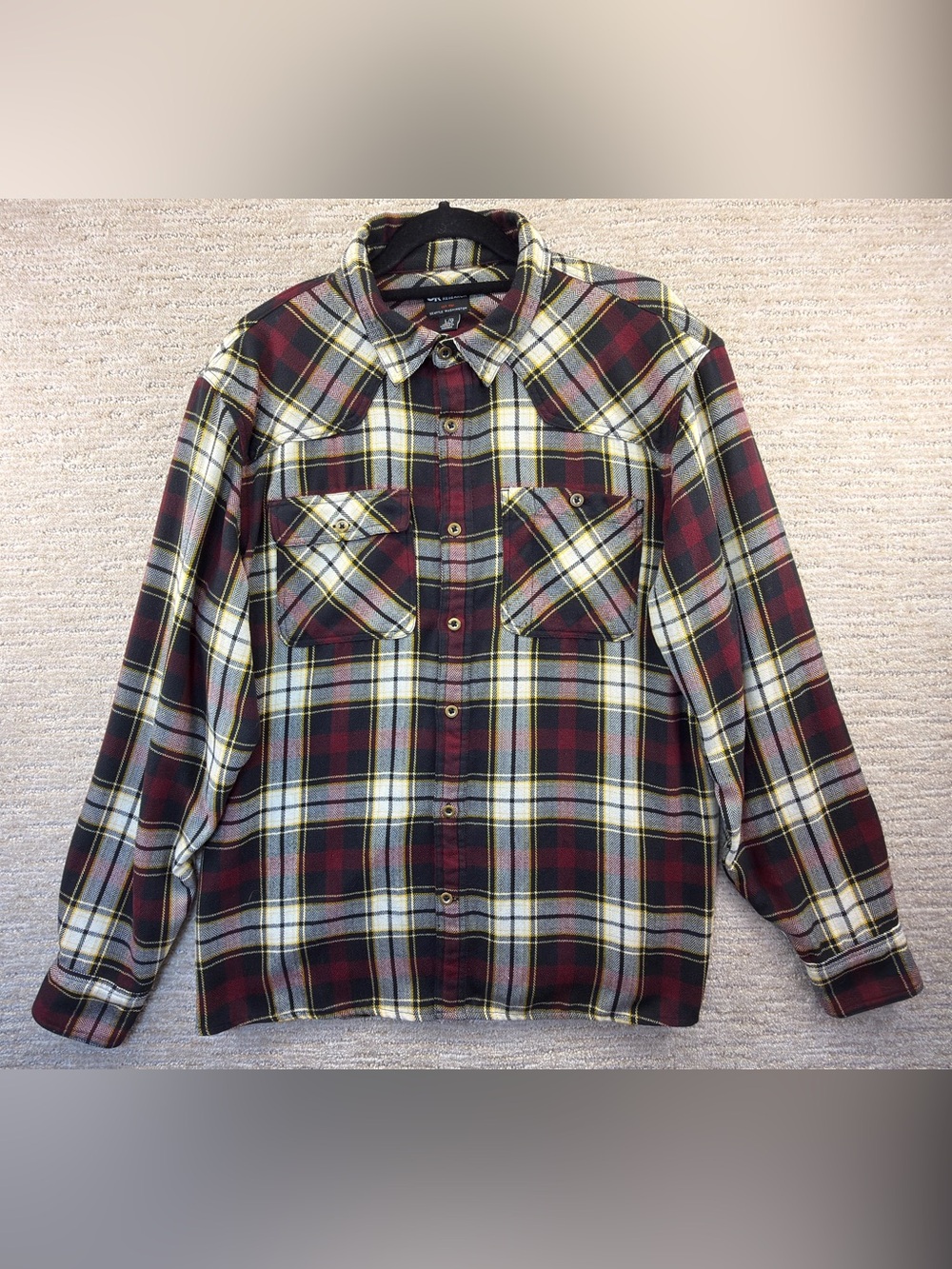 Outdoor Research Burgundy, Black & Cream Plaid Button-Down Shirt